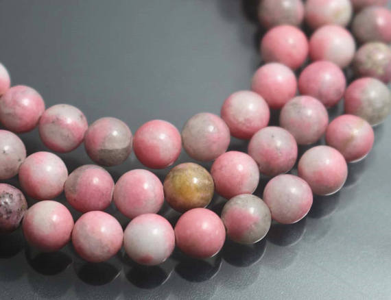 6mm/8mm/10mm/12mm Rhodonite Smooth And Round Stone Beads,15 Inches One Starand