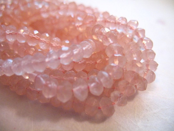 Rose Quartz Rondelles Bead, Luxe Aaa, 1/2 Strand Or More, 3-3.5 Mm, Ballet Pink, January Birthstone, Light Pink Brides Bridal Solo