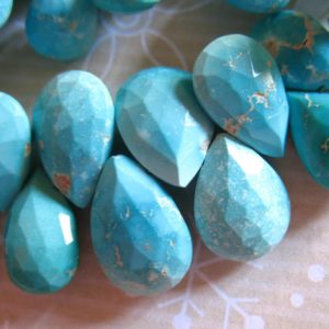 SLEEPING BEAUTY Turquoise Pear Briolette Bead Gemstone, Luxe AA, 14-15 mm, Soft Blue to Robins Egg Blue, december birthstone solo tr 1415 | Natural genuine beads Array beads for beading and jewelry making.  #jewelry #beads #beadedjewelry #diyjewelry #jewelrymaking #beadstore #beading #affiliate #ad