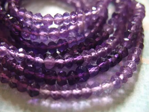 Shaded Amethyst Rondelles Beads, Luxe Aaa, 3-3.5 Mm, Full Strand, Purple,  February Birthstone  Plum Berry .,