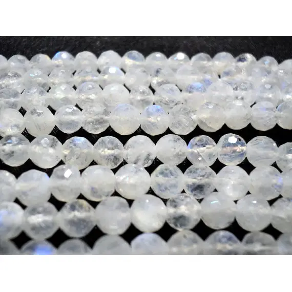 5mm Rainbow Moonstone Faceted Round Beads, Rainbow Moonstone Faceted Balls, Moonstone Beads For Jewelry (5.5in To 11in Options)