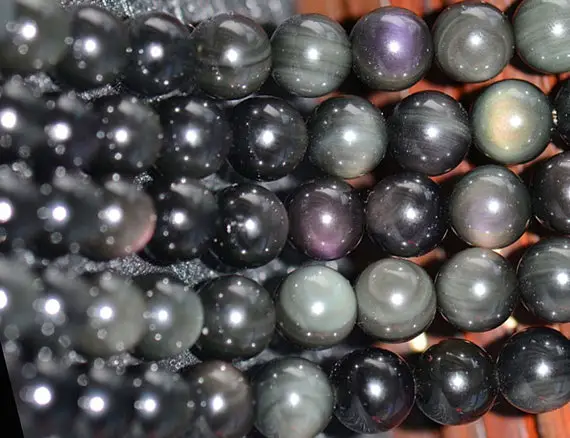 Natural Black Obsidian Smooth And Round Beads,4mm-16mm Black Obsidian Beads Supply,15 Inches One Strand