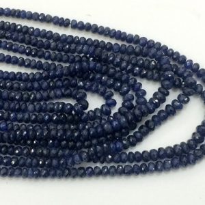 Shop Sapphire Faceted Beads! 3.5mm – 6mm Blue Sapphire Faceted Rondelle, Sapphire For Jewelry, Original Sapphire For Necklace, 5 Inch Strand Blue Sapphire Beads | Natural genuine faceted Sapphire beads for beading and jewelry making.  #jewelry #beads #beadedjewelry #diyjewelry #jewelrymaking #beadstore #beading #affiliate #ad