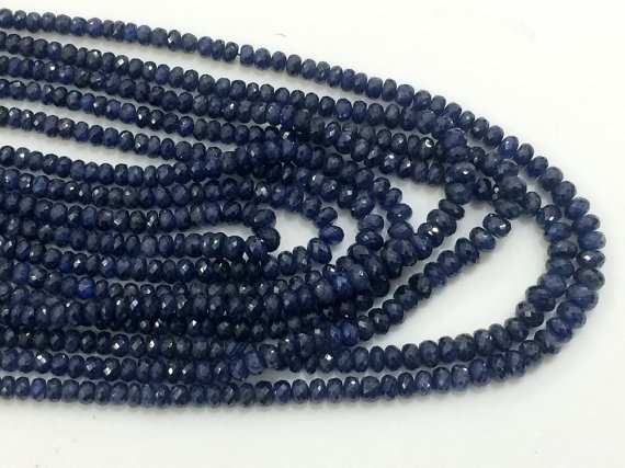 3.5mm - 5mm Blue Sapphire Faceted Rondelle, Sapphire For Jewelry, Original Sapphire For Necklace, 10 Beads Blue Sapphire Beads