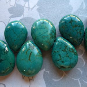 Shop Briolette Beads! TURQUOISE Pear Briolette, 17.5×13 mm, Natural Aqua Green Blue, Smooth, december birthstone genuine natural true tr | Natural genuine other-shape Gemstone beads for beading and jewelry making.  #jewelry #beads #beadedjewelry #diyjewelry #jewelrymaking #beadstore #beading #affiliate #ad