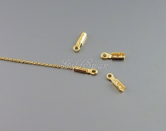 50 Shiny Gold Plated Brass Crimp Beads: Necklace Connectors