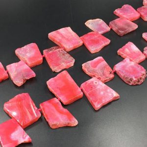 Shop Agate Chip & Nugget Beads! Large Pink Agate Slice Beads Flat Trapezoid Agate Pendant Beads Slab Nugget Beads Graduated Agate Gemstone Beads Supplies 22-40*35-45mm | Natural genuine chip Agate beads for beading and jewelry making.  #jewelry #beads #beadedjewelry #diyjewelry #jewelrymaking #beadstore #beading #affiliate #ad