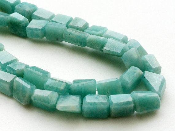 9-15mm Amazonite Step Cut Nuggets, Amazonite Faceted Bead, Amazonite Necklace, Sea Foam Amazonite For Jewlery (8in To 16in Options) - Krs202