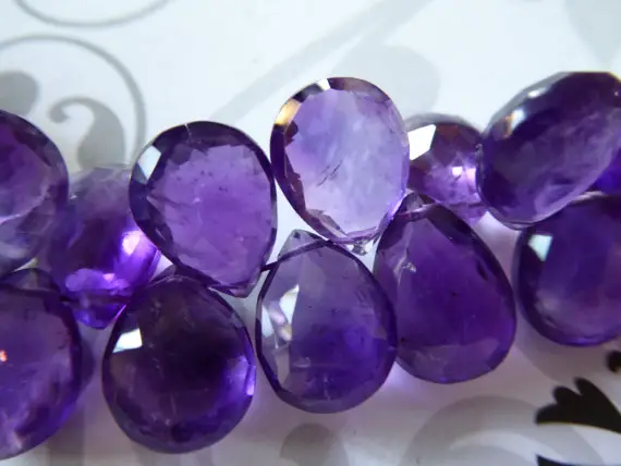 Purple Amethyst Pear Briolettes, Huge / 1-10 Pcs, 13-14.5 Mm, Luxe Aaa / Royal Purple Focal Beads, Faceted, February Birthstone 13up  Tr