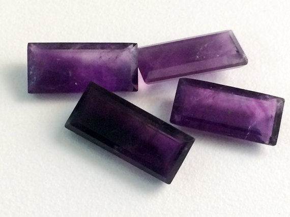 11x25mm Each Amethyst Stones, Rectangle Table Cut Faceted Amethyst, Pointed Back Amethyst, 1 Pc Loose Amethyst Cabochons - Kris1117