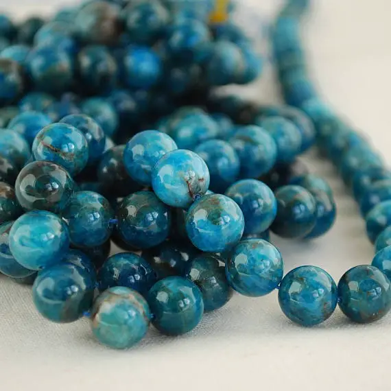 Apatite Round Beads - 4mm, 6mm, 8mm, 10mm Sizes - 15" Strand - Natural Semi-precious Gemstone
