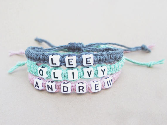 Custom Hemp Bracelet // Personalized Name Word Bracelet // Unisex Bracelet // Choose Your Color // Knotted Hemp Bracelet // Gifts Under 15