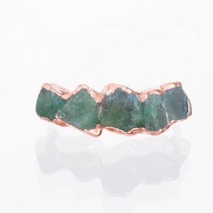 Emerald Eternity Ring, Rose Gold Half Eternity Band, Raw Emerald Ring, Raw Crystal Ring, May Birthstone Ring, Rough Stone Ring Whimsigoth | Natural genuine Gemstone rings, simple unique handcrafted gemstone rings. #rings #jewelry #shopping #gift #handmade #fashion #style #affiliate #ad