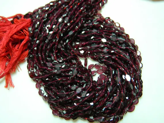 4x7mm Long Hexagon Shaped Garnet Beads, Faceted Garnet Beads, Garnet Shaped Beads, 13 Inches Garnet For Jewelry (1st To 5st Options)