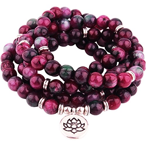 Gvusmil 8mm Mala 108 Beads Necklace Wrap Bracelets For Yoga Buddhist Rosary Prayer Charm Natural Gemstone Jewelry For Women Men