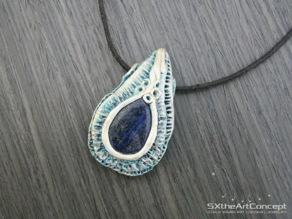Lapis Lazuli Pendant, Tear Drop Amulet, Men's Necklace, Protection Stones, December Birthstone, Throat Chakra, Men Jewelry, Gift For Him