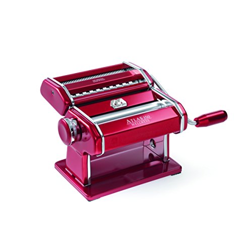 Marcato Atlas Pasta Machine, Made In Italy, Red, Includes Pasta Cutter, Hand Crank, And Instructions
