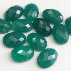 Shop Onyx Bead Shapes! 10x13mm – 10x14mm Green Onyx Oval Rose Cut Cabochons, Green Onyx Flat Back Cabochons For Jewelry, Loose Green Onyx (5Pcs To 10Pcs Options) | Natural genuine other-shape Onyx beads for beading and jewelry making.  #jewelry #beads #beadedjewelry #diyjewelry #jewelrymaking #beadstore #beading #affiliate #ad