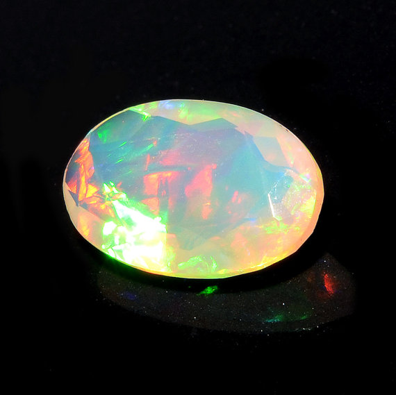 4x5mm Huge Ethiopian Opal, Oval Faceted Opal, Fancy Cut Stone For Ring, Faceted Cabochon, Fire Opal, Opal For Jewelry, 0.20 Ctw -eo2