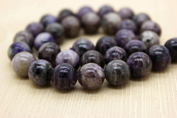 Purple Lavender Charoite Round Ball Sphere Smooth Polished Gemstone Beads (4mm 6mm 8mm 10mm 12mm) - Pg12