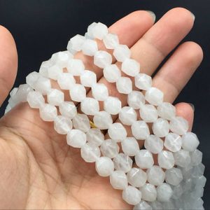 Shop Quartz Crystal Faceted Beads! 8mm Faceted Quartz Cube Beads White Quartz Crystal Hexagon Beads Natural Rock Quartz Crystal Gemstone Semiprecious Beads 15.5" Strand | Natural genuine faceted Quartz beads for beading and jewelry making.  #jewelry #beads #beadedjewelry #diyjewelry #jewelrymaking #beadstore #beading #affiliate #ad