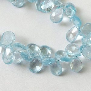 Shop Topaz Faceted Beads! 6×8-7x9mm Blue Topaz Faceted Pear Shaped Briolettes, Blue Topaz Faceted Pear, Blue Topaz Pear Beads For Jewelry (15Pcs To 60Pcs Options) | Natural genuine faceted Topaz beads for beading and jewelry making.  #jewelry #beads #beadedjewelry #diyjewelry #jewelrymaking #beadstore #beading #affiliate #ad
