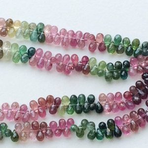 4x5mm Multi Tourmaline Faceted Tear Drop Beads, Natural Multi Tourmaline Drop Beads, Tourmaline For Necklace (2IN To 8IN Options) | Natural genuine beads Array beads for beading and jewelry making.  #jewelry #beads #beadedjewelry #diyjewelry #jewelrymaking #beadstore #beading #affiliate #ad