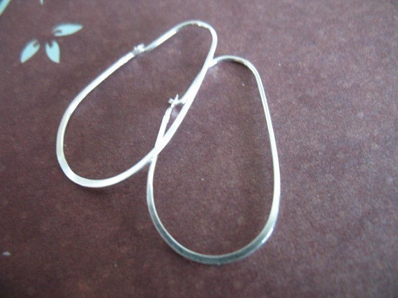 Sterling Silver Elongated Hoop Earrings, 30x16 Mm