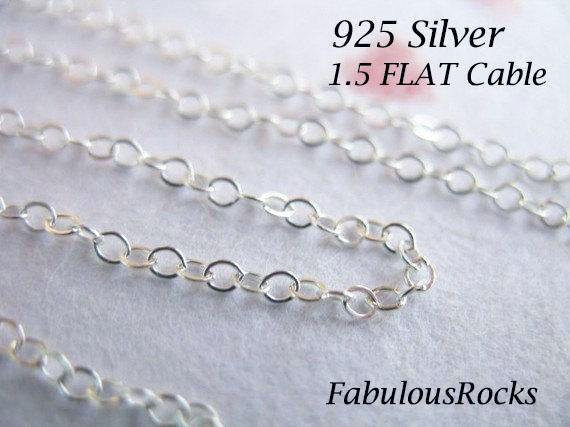 1.5mm Sterling Silver Cable Chain, Bulk 925 Ss, Flat Or Round Link