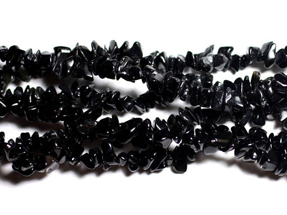 120pc Environ - Perles Pierre - Obsidienne Noir Fumé Rocailles Chips 4-10mm Noir Marron Taupe - 7427039736121