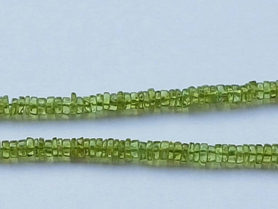 2 Strands Of Peridot Rondelle Beads 4-5mm 8"