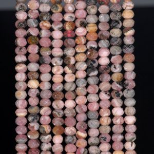 Shop Rhodochrosite Beads! 4x3mm Argentina Rhodochrosite Gemstone Pink Grade A Fine Faceted Rondelle Cut Loose Beads 15.5 inch Full Strand (80002497-795) | Natural genuine beads Rhodochrosite beads for beading and jewelry making.  #jewelry #beads #beadedjewelry #diyjewelry #jewelrymaking #beadstore #beading #affiliate #ad