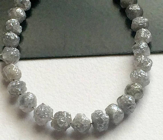 4-5mm Natural Rondelle Grey Raw Diamond Beads, Large Grey Rough Diamond Rondelle Beads, Grey Diamond Beads (5pcs To 20 Pcs) - Ddp230