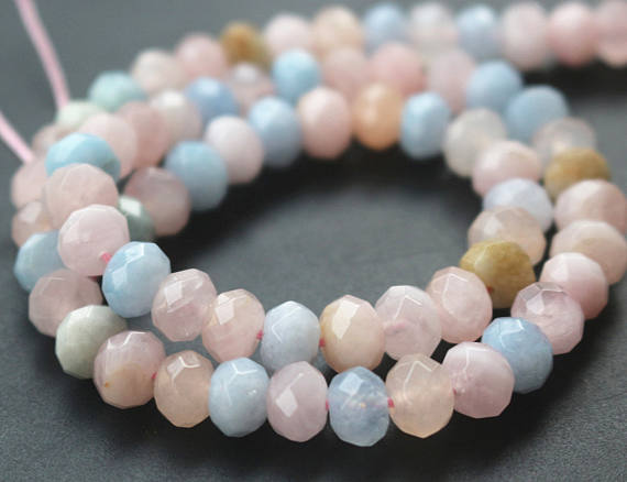 5x8mm Morganite Faceted Rondelle Beads,natural Faceted Morganite Rondelle Beads,15 Inches One Starand