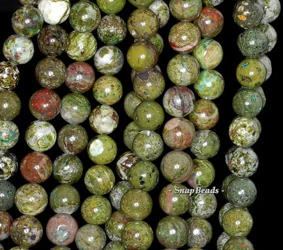8mm Rainforest Jasper Gemstone Green Red Round Loose Beads 15.5 Inch Full Strand (90146641-157)