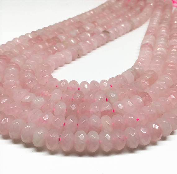 8x5mm Faceted Rose Quartz Rondelle Beads, Gemstone Beads,wholesale Beads