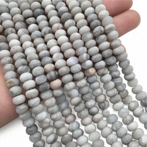 Shop Agate Rondelle Beads! Matte White Lace Agate Rondelle Beads, Rondelle Stone Beads, Gemstone Beads | Natural genuine rondelle Agate beads for beading and jewelry making.  #jewelry #beads #beadedjewelry #diyjewelry #jewelrymaking #beadstore #beading #affiliate #ad