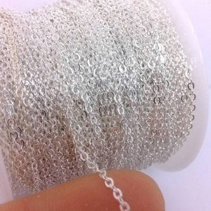 Shop Stringing Material for Jewelry Making! 925 Sterling Silver Chain Bulk, Flat Cable Chain – Wholesale 10, 30, 50 or 100 Feet B008 | Shop jewelry making and beading supplies, tools & findings for DIY jewelry making and crafts. #jewelrymaking #diyjewelry #jewelrycrafts #jewelrysupplies #beading #affiliate #ad