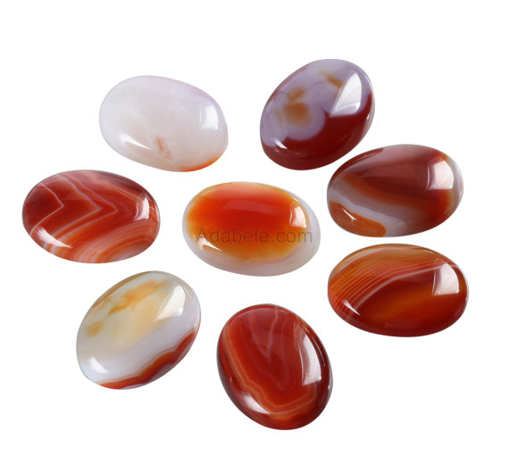 2pcs Aaa Natural Red Stripe Agate Oval Cabochon Flatback Semi-precious Gemstone Beads 20x15mm Or 0.79" X 0.6" #gn19-r