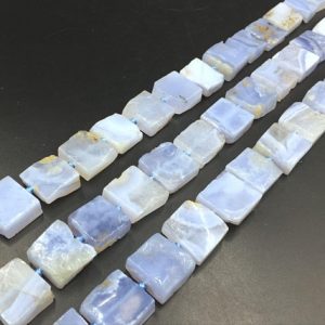 Shop Blue Lace Agate Beads! Blue Lace Agate Flat Beads Rectangle Square Blue Lace Agate Beads Slice Slab Beads Loose Gemstone Beads 13-18mm 15.5" full strand | Natural genuine beads Blue Lace Agate beads for beading and jewelry making.  #jewelry #beads #beadedjewelry #diyjewelry #jewelrymaking #beadstore #beading #affiliate #ad