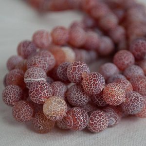 Shop Agate Round Beads! High Quality Grade A Crackle Red Agate – MATTE – Semi-precious Gemstone Round Beads – 4mm, 6mm, 8mm, 10mm sizes – 15" strand | Natural genuine round Agate beads for beading and jewelry making.  #jewelry #beads #beadedjewelry #diyjewelry #jewelrymaking #beadstore #beading #affiliate #ad