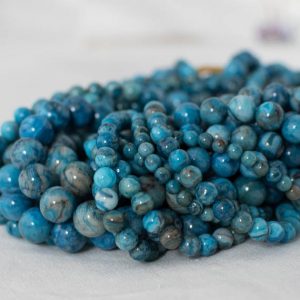 Shop Agate Round Beads! High Quality Grade A Blue Crazy Lace Agate (dyed) Semi-precious Gemstone Round Beads – 4mm, 6mm, 8mm, 10mm sizes – 15.5" strand | Natural genuine round Agate beads for beading and jewelry making.  #jewelry #beads #beadedjewelry #diyjewelry #jewelrymaking #beadstore #beading #affiliate #ad