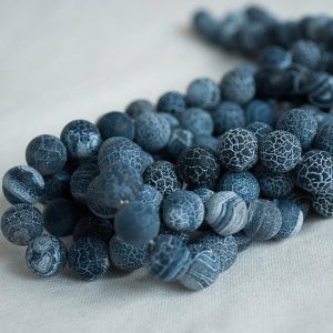 Shop Agate Beads! High Quality Grade A Crackle Black Agate – MATTE – Semi-precious Gemstone Round Beads – 4mm, 6mm, 8mm, 10mm sizes – Approx 15.5" strand | Natural genuine beads Agate beads for beading and jewelry making.  #jewelry #beads #beadedjewelry #diyjewelry #jewelrymaking #beadstore #beading #affiliate #ad