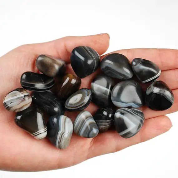 Black Agate Tumbled Stone, Black Agate, Tumbled Stones, Crystals, Stones, Gifts, Rocks, Gems, Gemstones, Zodiac Crystals, Healing Crystals