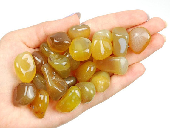 Yellow Agate Tumbled Stone, Agate, Tumbled Stones, Stones, Crystals, Rocks, Gifts, Wedding Favors, Gemstones, Gems, Zodiac Crystals, Yellow