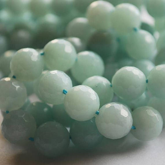 High Quality Grade A Natural Amazonite Semi-precious Gemstone Faceted Round Beads - 6mm, 8mm, 10mm Sizes - 15" Strand