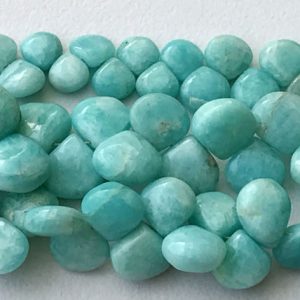 Shop Amazonite Bead Shapes! 7.5-9.5mm Amazonite Plain Heart Briolettes, Natural Amazonite For Necklace, Amazonite Plain Heart (4IN To 8IN Options) – GSA81 | Natural genuine other-shape Amazonite beads for beading and jewelry making.  #jewelry #beads #beadedjewelry #diyjewelry #jewelrymaking #beadstore #beading #affiliate #ad