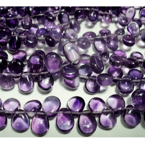 7x9mm Amethyst Plain Pear Briolettes, Amethyst Briolette Beads, Amethyst Plain Pear Beads For Jewelry (4in To 8in Options)