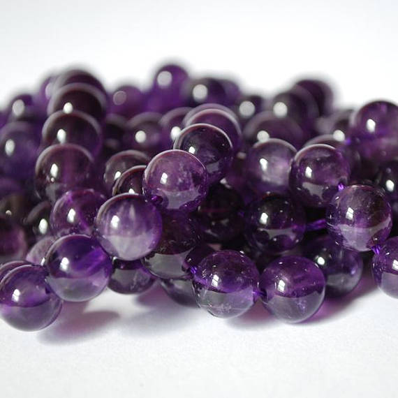 Natural Amethyst Semi-precious Gemstone Round Beads - 4mm, 6mm, 8mm, 10mm 12mm Sizes - 15" Strand