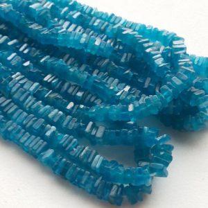 4-5mm Neon Apatite Square Heishi, Neon Blue Apatite Spacer Square Beads,  Neon Apatite Flat Square Beads (8IN To 16IN Options) – GOD3131 | Natural genuine other-shape Gemstone beads for beading and jewelry making.  #jewelry #beads #beadedjewelry #diyjewelry #jewelrymaking #beadstore #beading #affiliate #ad